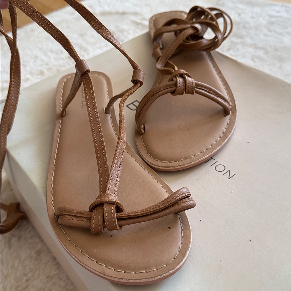 Boohoo Tan Leather Strappy Sandals